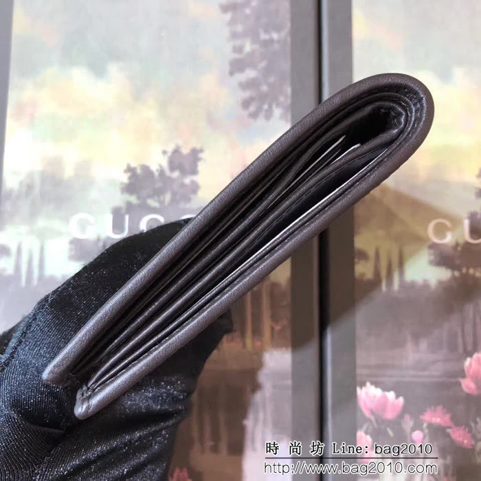 GUCCI古馳 專櫃同步 紅藍綠織帶 男士雙折皮夾 138042 杏膠啡皮 WTG1932